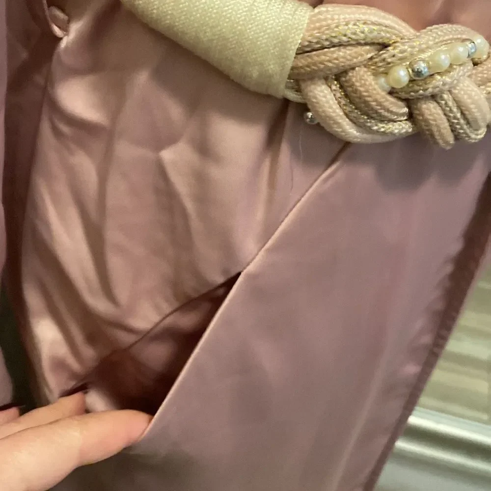 House of CB pink satin belted coat, XS - Picture 7 of 12